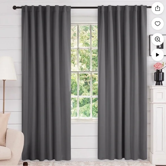 Set of gray 52” x 84” curtains - Picture 5 of 5